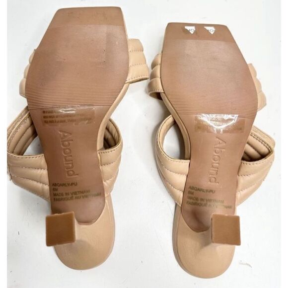 Abound Sandals Womens Size 6 Qarly Heeled Tan Square Toe Slip On Shoes NEW - Picture 8 of 8